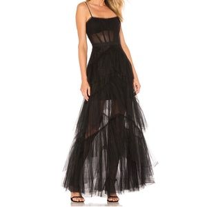 BCBG Corset Tulle Gown in Black - Size 4